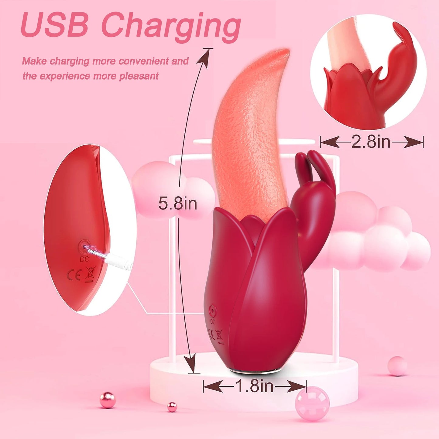 Rabbit Vibrator G Spot Sex Toys for Women Adult Toy with 10 Vibrating & Licking Modes Rose Silicone Stimulator Sexual Pleasure Tools Waterproof Personal Massager for Females Couples