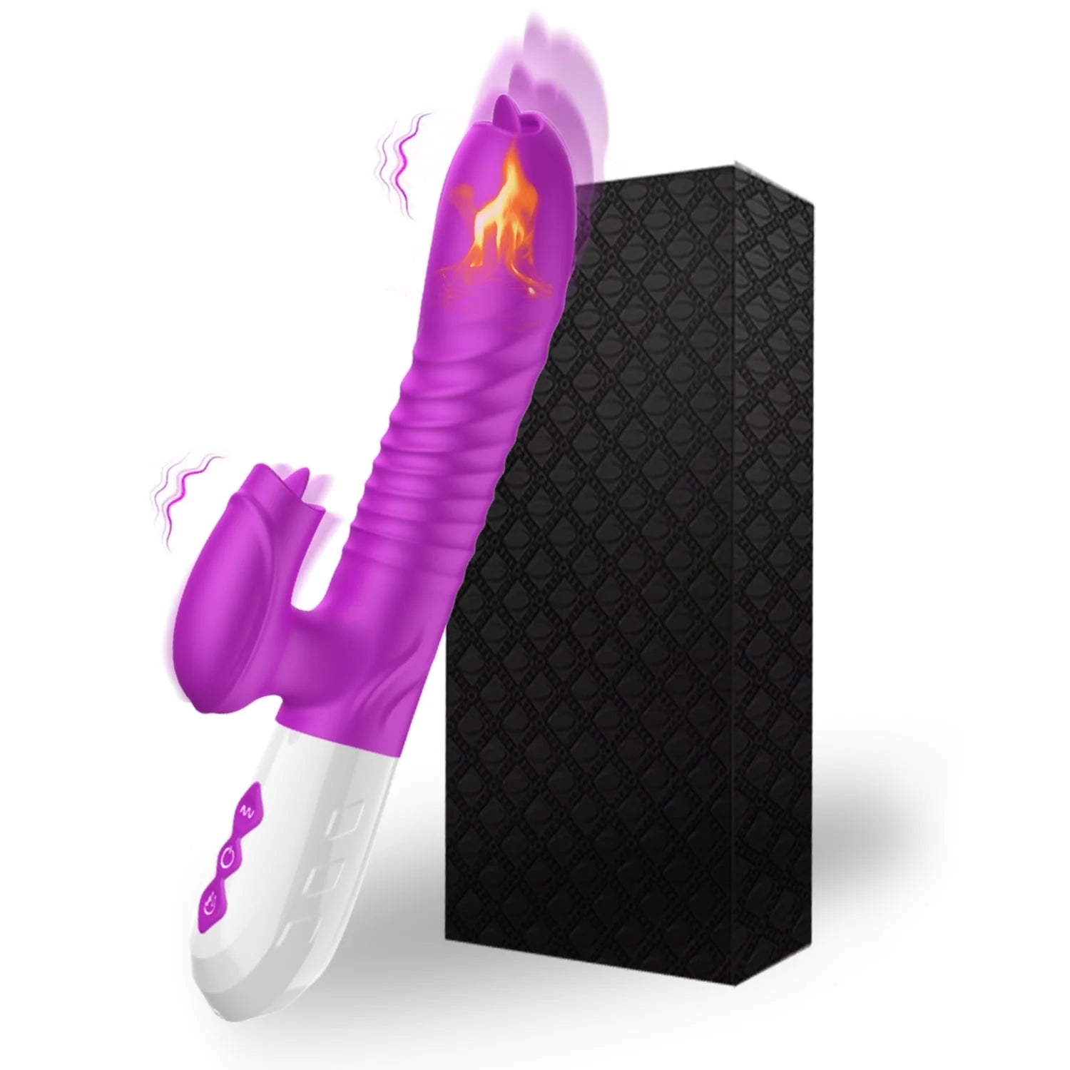 Thrusting Rabbit Vibrator Female Sex Toys for Women, Stimulator with Vibrating & Telescopic & Heating Mode, Waterproof Silicone Adult Toy for Couples