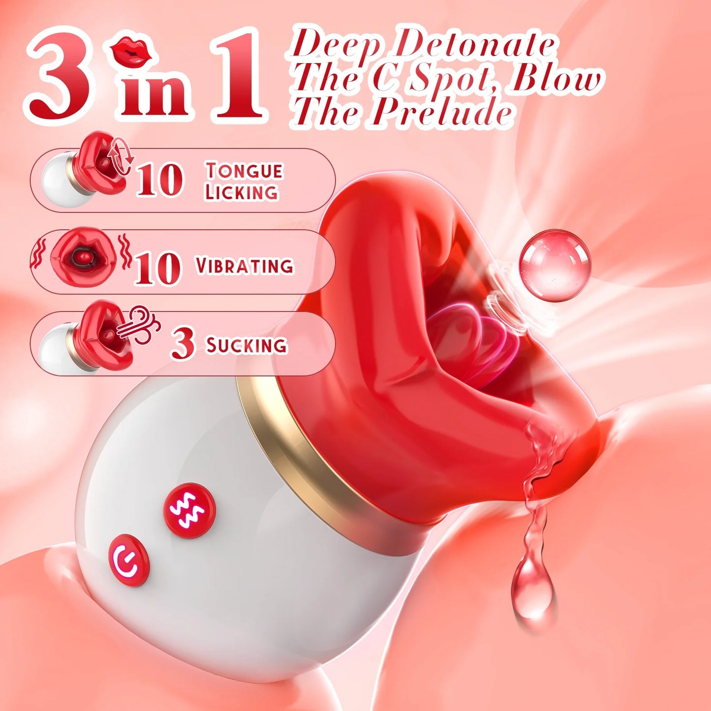 Vibrator Adult Sex Toys for Women - 3IN1 Mouth-Shaped Sucking Rose Vibrator, 10 Tongue Licking 3 Sucking G Spot Vibrators Adult Sex Toys Couples Female Sex Toys