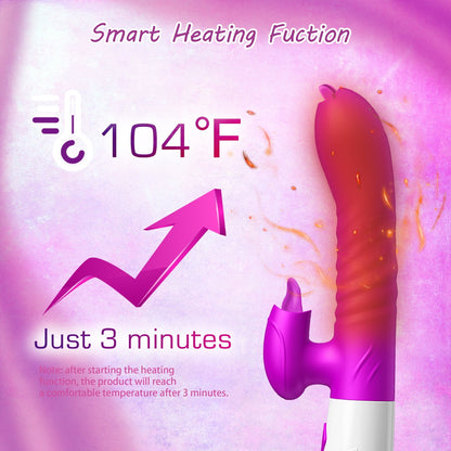 Thrusting Rabbit Vibrator Female Sex Toys for Women, Stimulator with Vibrating & Telescopic & Heating Mode, Waterproof Silicone Adult Toy for Couples